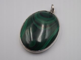 Piękny stary srebrny wisiorek/zawieszka MALACHIT srebro biżuteria VINTAGE