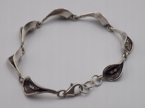 Srebrna damska bransoletka CYRKONIE oksyda srebro 925 - biżuteria VINTAGE