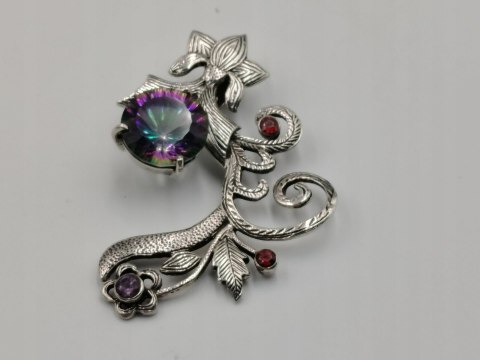 Srebrny damski wisiorek/zawieszka TOPAZ MISTYCZNY GRANATY VINTAGE biżuteria
