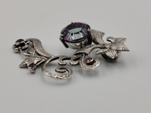 Srebrny damski wisiorek/zawieszka TOPAZ MISTYCZNY GRANATY VINTAGE biżuteria