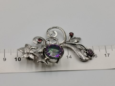 Srebrny damski wisiorek/zawieszka TOPAZ MISTYCZNY GRANATY VINTAGE biżuteria
