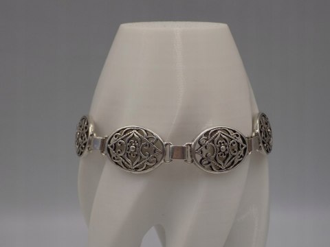 Stara srebrna damska ażurowa bransoletka - srebro 925 - biżuteria VINTAGE