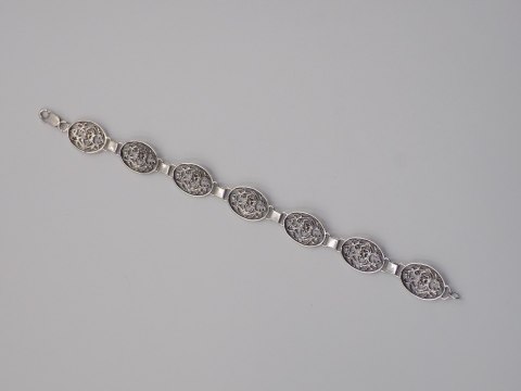 Stara srebrna damska ażurowa bransoletka - srebro 925 - biżuteria VINTAGE