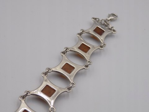 Stara srebrna damska bransoletka BURSZTYN - srebro 925 - biżuteria VINTAGE