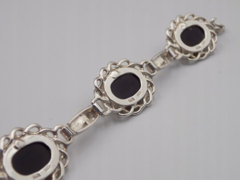 Stara srebrna damska bransoletka BURSZTYN - srebro 925 - biżuteria VINTAGE