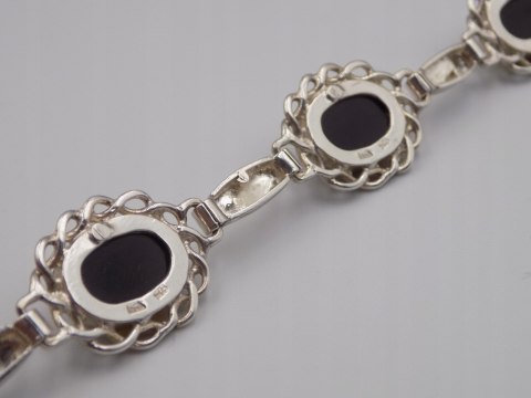 Stara srebrna damska bransoletka BURSZTYN - srebro 925 - biżuteria VINTAGE