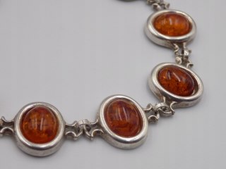 Stara srebrna damska bransoletka BURSZTYN - srebro 925 - biżuteria VINTAGE