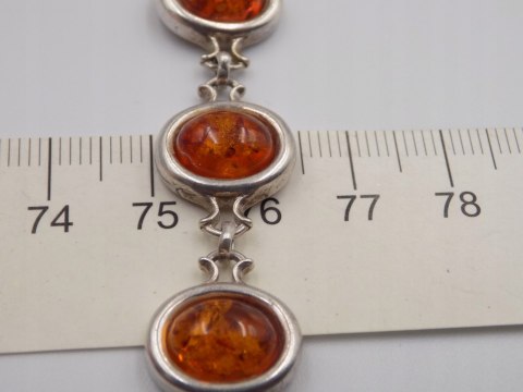 Stara srebrna damska bransoletka BURSZTYN - srebro 925 - biżuteria VINTAGE