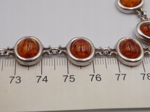 Stara srebrna damska bransoletka BURSZTYN - srebro 925 - biżuteria VINTAGE