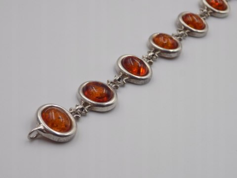 Stara srebrna damska bransoletka BURSZTYN - srebro 925 - biżuteria VINTAGE