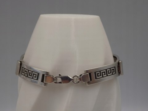 Stara srebrna damska bransoletka wzór grecki srebro 925 - biżuteria VINTAGE