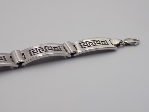 Stara srebrna damska bransoletka wzór grecki srebro 925 - biżuteria VINTAGE