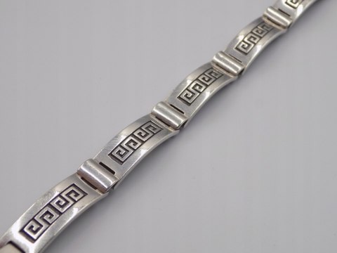 Stara srebrna damska bransoletka wzór grecki srebro 925 - biżuteria VINTAGE