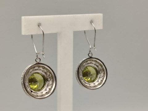 Stare piękne srebrne kolczyki damskie OLIWIN+CYRKONIE srebro 925 biżuteria