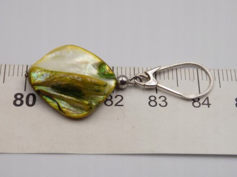 Stare srebrne kolczyki limonkowo-zielone, masa perłowa VINTAGE biżuteria