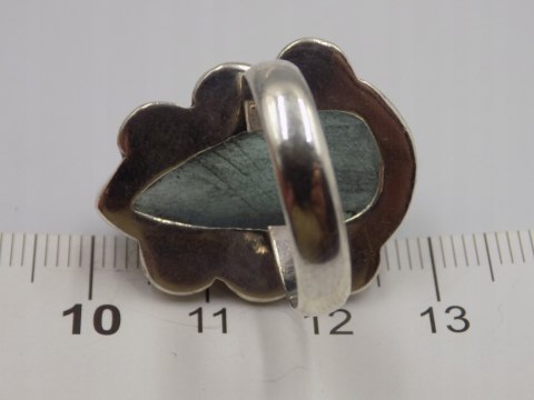 Stary duży srebrny damski pierścionek CHALCEDON AQUA r.17 biżuteria VINTAGE