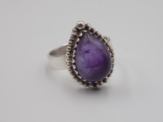 Stary piękny srebrny damski pierścionek AMETYST roz. 15 biżuteria VINTAGE