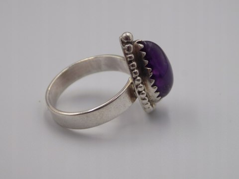 Stary piękny srebrny damski pierścionek AMETYST roz. 15 biżuteria VINTAGE