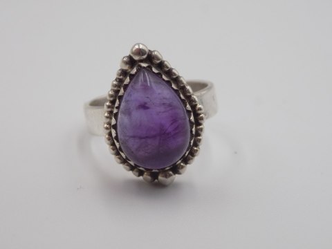 Stary piękny srebrny damski pierścionek AMETYST roz. 15 biżuteria VINTAGE