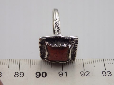 Stary piękny srebrny damski pierścionek KORALOWIEC r. 17 biżuteria VINTAGE