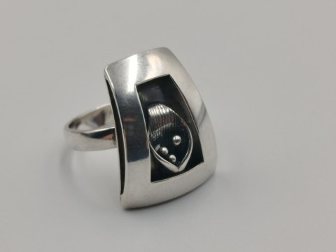 Stary piękny srebrny damski pierścionek KWIAT r.14 srebro biżuteria VINTAGE