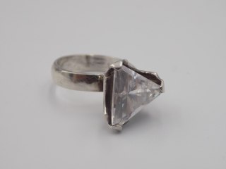 Stary srebrny damski pierścionek CYRKONIA roz.12 srebro biżuteria VINTAGE