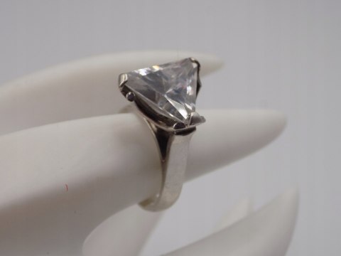 Stary srebrny damski pierścionek CYRKONIA roz.12 srebro biżuteria VINTAGE