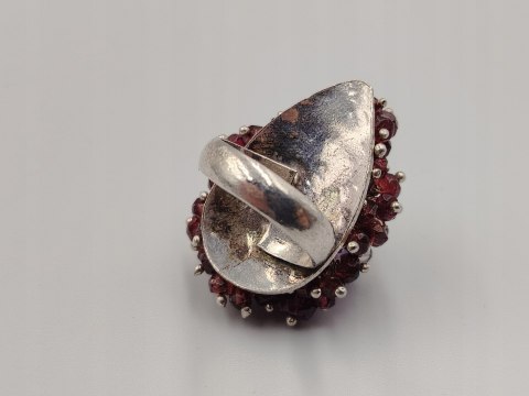 Stary srebrny damski pierścionek GRANATY / AMETYST r.13 VINTAGE biżuteria