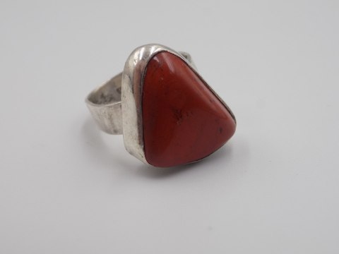 Stary srebrny damski pierścionek JASPIS CZERWONY roz. 12 biżuteria VINTAGE