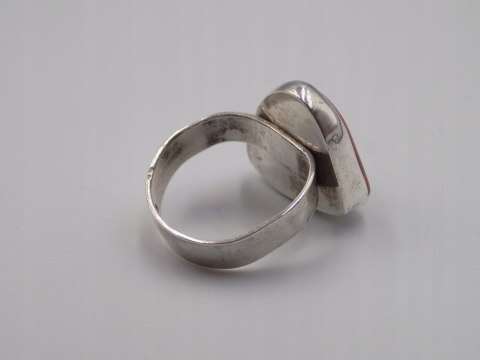 Stary srebrny damski pierścionek JASPIS CZERWONY roz. 12 biżuteria VINTAGE