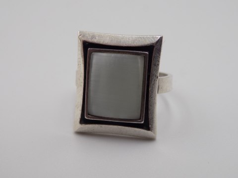 Stary srebrny damski pierścionek KOCIE OKO r.16 srebro VINTAGE biżuteria