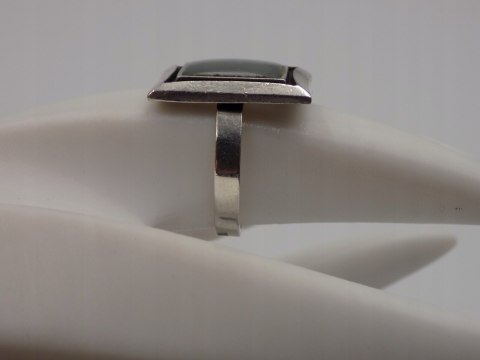 Stary srebrny damski pierścionek KOCIE OKO r.16 srebro VINTAGE biżuteria