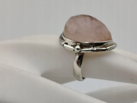 Stary srebrny damski pierścionek KWARC RÓŻOWY roz. 12 biżuteria VINTAGE