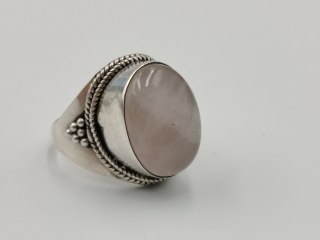 Stary srebrny damski pierścionek KWARC RÓŻOWY roz. 14 biżuteria VINTAGE