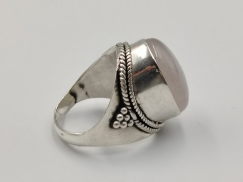 Stary srebrny damski pierścionek KWARC RÓŻOWY roz. 14 biżuteria VINTAGE