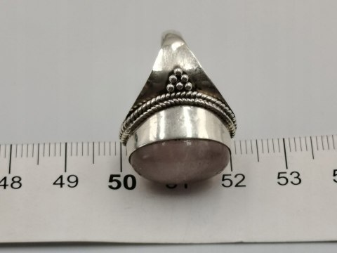 Stary srebrny damski pierścionek KWARC RÓŻOWY roz. 14 biżuteria VINTAGE