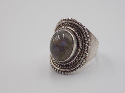 Stary srebrny damski pierścionek LABRADORYT roz.15 srebro biżuteria VINTAGE