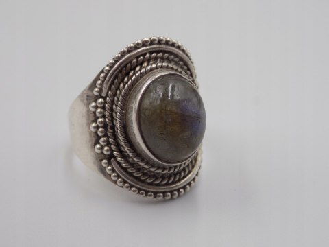 Stary srebrny damski pierścionek LABRADORYT roz.15 srebro biżuteria VINTAGE