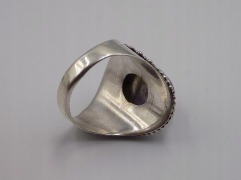 Stary srebrny damski pierścionek LABRADORYT roz.15 srebro biżuteria VINTAGE