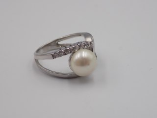 Stary srebrny damski pierścionek PERŁA roz.14 srebro 925 biżuteria VINTAGE