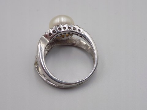 Stary srebrny damski pierścionek PERŁA roz.14 srebro 925 biżuteria VINTAGE
