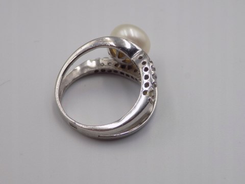 Stary srebrny damski pierścionek PERŁA roz.14 srebro 925 biżuteria VINTAGE