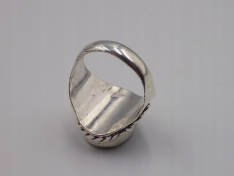 Stary srebrny damski pierścionek SZMARAGD roz.19 srebro biżuteria VINTAGE