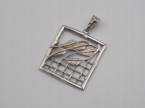 Stary srebrny damski wisiorek/zawieszka ażurowa LISTKI biżuteria VINTAGE