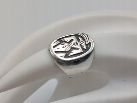 Stary srebrny pierścionek THUNDERBIRD HOPI - r.13 srebro VINTAGE biżuteria
