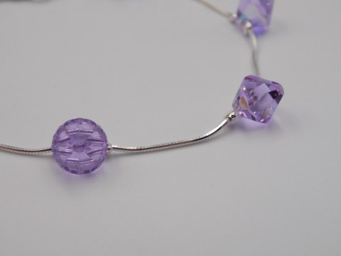 Piękna srebrna damska bransoletka - FIOLETOWE CYRKONIE srebro 925 biżuteria