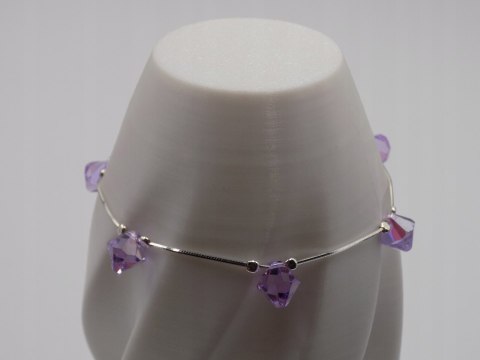 Piękna srebrna damska bransoletka - FIOLETOWE CYRKONIE srebro 925 biżuteria
