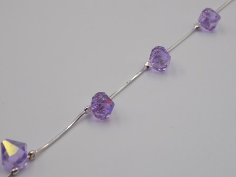 Piękna srebrna damska bransoletka - FIOLETOWE CYRKONIE srebro 925 biżuteria