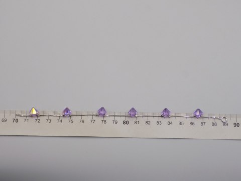 Piękna srebrna damska bransoletka - FIOLETOWE CYRKONIE srebro 925 biżuteria