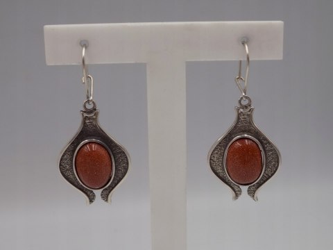 Piękne srebrne kolczyki PIASEK PUSTYNI srebro OKSYDA VINTAGE biżuteria